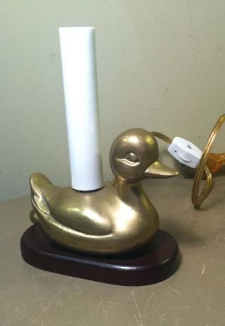 Rare Vintage Small Brass Duck Night Light Lamp Perfectly
