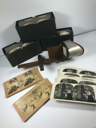 Antique Keystone Monarch Stereoscope Viewer,  100 Stereoviews German War Wwi