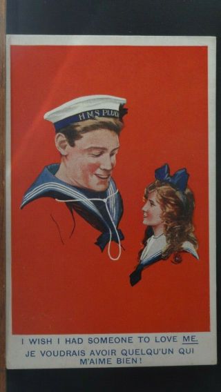 Ww1 Comic Postcard: Royal Navy,  Sailor & Matloe Theme