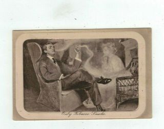 Antique Sepia Toned Post Card Gibson Series " Smokers " Man Sees Woman In Smoke