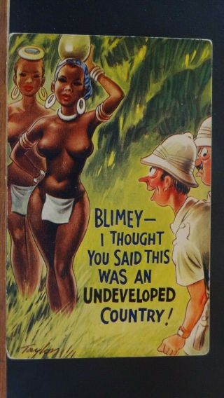 Bamforth Comic Postcard: Big Boobs & African Ladies Theme