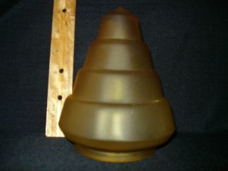 Extremely Rare Art Deco Beehive Lamp Shade Light Fixture Globe Gold Amber Glass