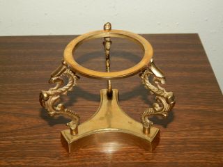 Vintage Korean Brass Dragon Crystal,  Gazing Ball Sphere Stand Display Holder 3