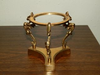 Vintage Korean Brass Dragon Crystal,  Gazing Ball Sphere Stand Display Holder 4