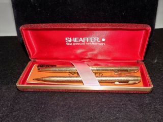 Sheaffer Vintage 12k G.  F.  Ball Point Pen And Pencil Set - Grapevine Pattern Boxed