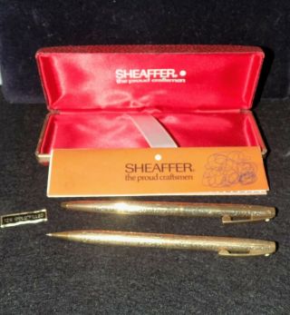 Sheaffer Vintage 12k G.  F.  Ball Point Pen and Pencil Set - Grapevine Pattern Boxed 2