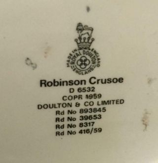 Royal Doulton Large Toby Character Mug Robinson Crusoe D6532 3