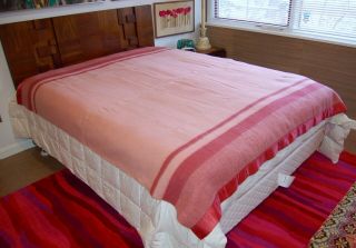 Vintage St.  Mary’s Wool Blanket 76 X 85 - Shades Of Pink - Full Size