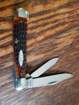 1965 - 69 Case Xx Usa 6249 Large Copperhead Knife 4 " Red Bone Handles