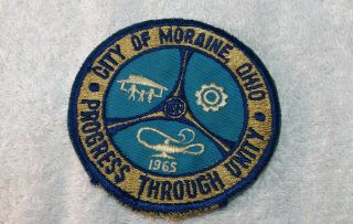 1965 City Of Moraine Ohio Police Shoulder Patch Oh Progress Through Unity