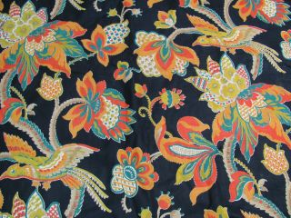 Vtg 1930s Deco Barkcloth - Era Jacobean Revival Cotton Linen Upholstery Fabric Nr