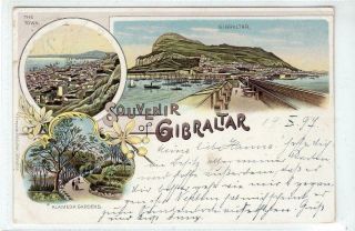 Souvenir Of Gibraltar: Gibraltar Gruss Aus Style Postcard (c42776)