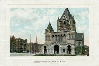 Trinity Church Boston Massachusetts Ma 1910 Vintage Postcard