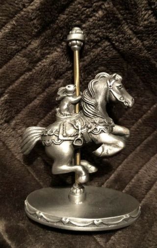 1984 Fine Pewter Carousel Horse & Small Bunny,  Made By Hudson In The U.  S.  A.  (7)