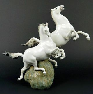 Lladro Retired 1998 " Running " Glazed Horses Large 20 " $2,  250