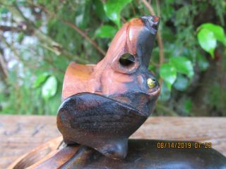 Vintage Antique Hand Carved Black Forest Wooden Dashund / Dog Inkwell orig.  Well 7