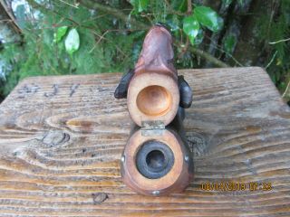Vintage Antique Hand Carved Black Forest Wooden Dashund / Dog Inkwell orig.  Well 8