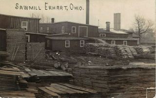 F35/ Erhart Ohio Rppc Postcard C1910 Medina County Sawmill Occupational