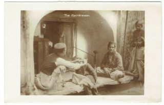 The Hairdresser Delhi India Real Photo Postcard Rppc Occupational Vintage
