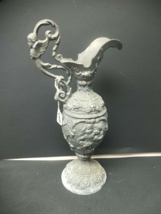 Victorian Pot Metal Ewer With Cherub Motif For Decoration