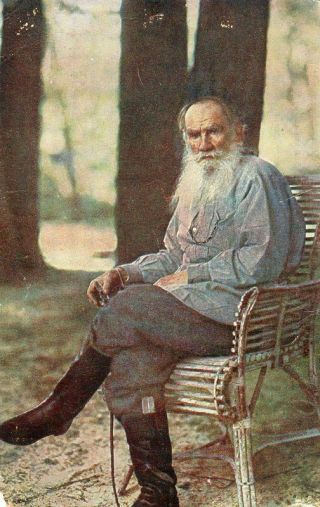 Leo Tolstoy Russian Writer.  Antique Postcard Imperial Russia Tsarism Rare Color