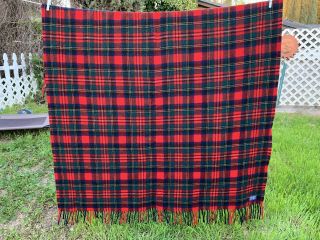 Pendleton Vintage Red Plaid Wool Throw Blanket 51 " X71 "