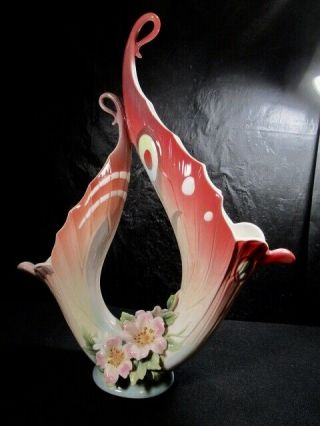 Franz Porcelain Papillon Butterfly 15 " Double Vase - Numbered 00579