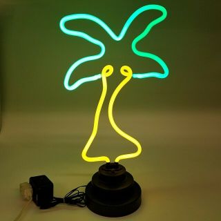 18 " Tall Neon Light Palm Tree Sculpture Table Desk Top Lamp Tropical Beach Party