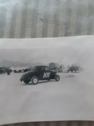 Vintage Auto Racing,  Photo Bonneville 1957 Black&white Photo 2.  5 " X 3 " And Plaque