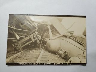 1912 Rppc Photo Postcard Train Wreck Bennington Vermont Sept 7