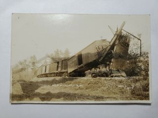 Vintage Rppc Photo Postcard Train Wreck Pulp Mill Milton Vermont No Res