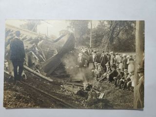1904 - 1918 Rppc Photo Postcard Nasty Train Crash Unknown No Res