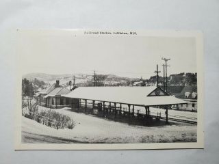Vintage Rppc Photo Postcard Railroad Station Littleton Hampshire Nh No Res