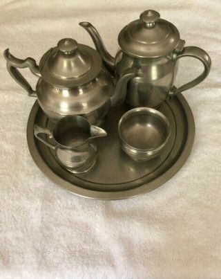 Vintage Woodbury Pewter 5 Piece Coffee & Tea Set