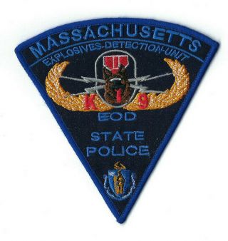 Ma Massachusetts State Police Msp Eod Explosives Detection K - 9 K9 Patch -