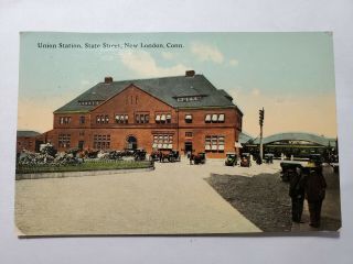 Pre 1912 Postcard Railroad Union Station State St London Connecticut No Res