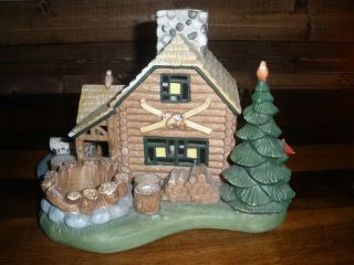 Partylite Log Cabin Gone Fishing Tealight Candle Holders Lake Nature Woods