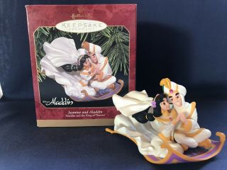 1997 Disney Hallmark Keepsake Ornament Jasmine & Aladdin From " King Of Thieves "