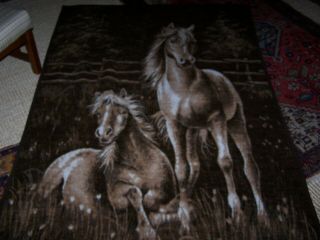 Biederlack Of America Pair Horses Blanket Throw Acrylic/polyester 54 " X 74 "