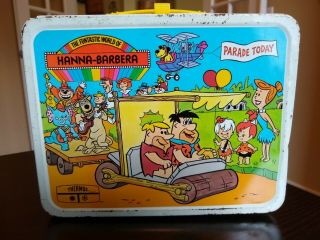 The Funtastic World Of Hanna - Barbera Vintage Metal Lunchbox - Flintstones,  Yogi,