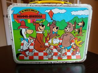 The Funtastic World Of Hanna - Barbera Vintage Metal Lunchbox - Flintstones,  Yogi, 2
