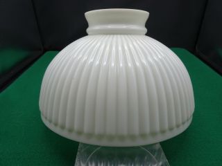 Vintage 10” Ribbed White Milk Glass Hurricane Or Student Lamp Shade