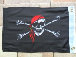 JOLLY ROGER RED CAP DOUBLE SIDED PIRATE FLAG 12 