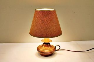 Vintage Handcrafted Hammered Copper Lamp W/shade Arrow Metal Co.  York - Bl