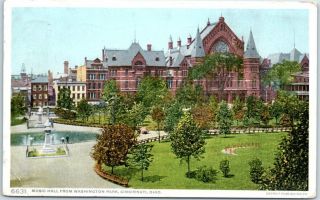 Cincinnati,  Ohio Postcard " Music Hall From Washington Park " Detroit Pub.  1910