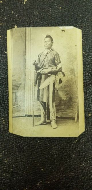 Cdv Native American Warrior Kiowa? J Lee Knight 19th Century American Indian