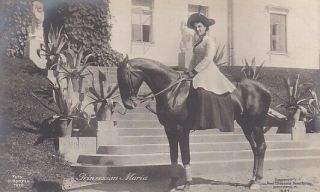 R1517 Royalty,  Gr.  Duchess Maria Pawlovna Of Russia Side Saddle Riding Photocard