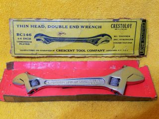 Vtg Crescent Tool Co Crestoloy Bc146 4  - 6  Thin Head Double End Wrench & Box