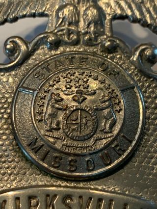 Vintage Obsolete State Of Missouri Police Badge Pin Kirksville 4A 2