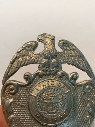 Vintage Obsolete State Of Missouri Police Badge Pin Kirksville 4A 5